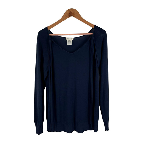 Faconnable Sweaters - Faconnable Navy Blue Wide V-Neck Pullover Sweater Size Medium EUC